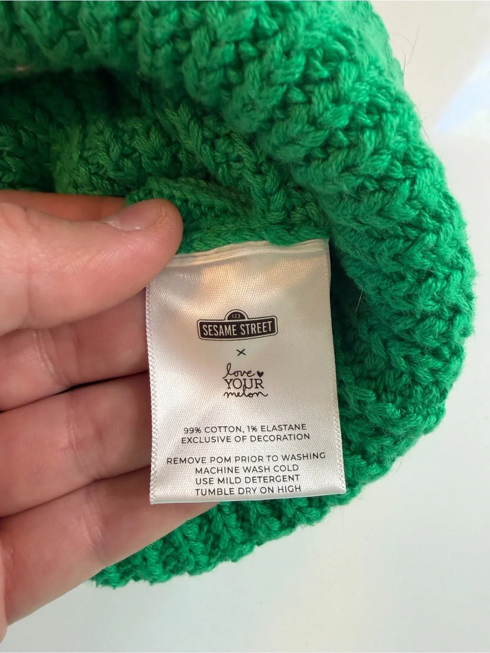 Love Your Melon Green & Gray Knit Beanie with Tan Faux-Fur Pom